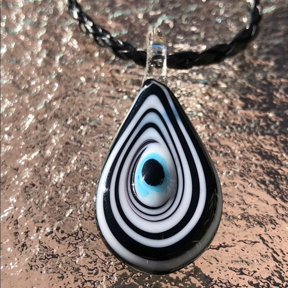 Evil eye Murano glass black leather cord genuine - Picture 5 of 5